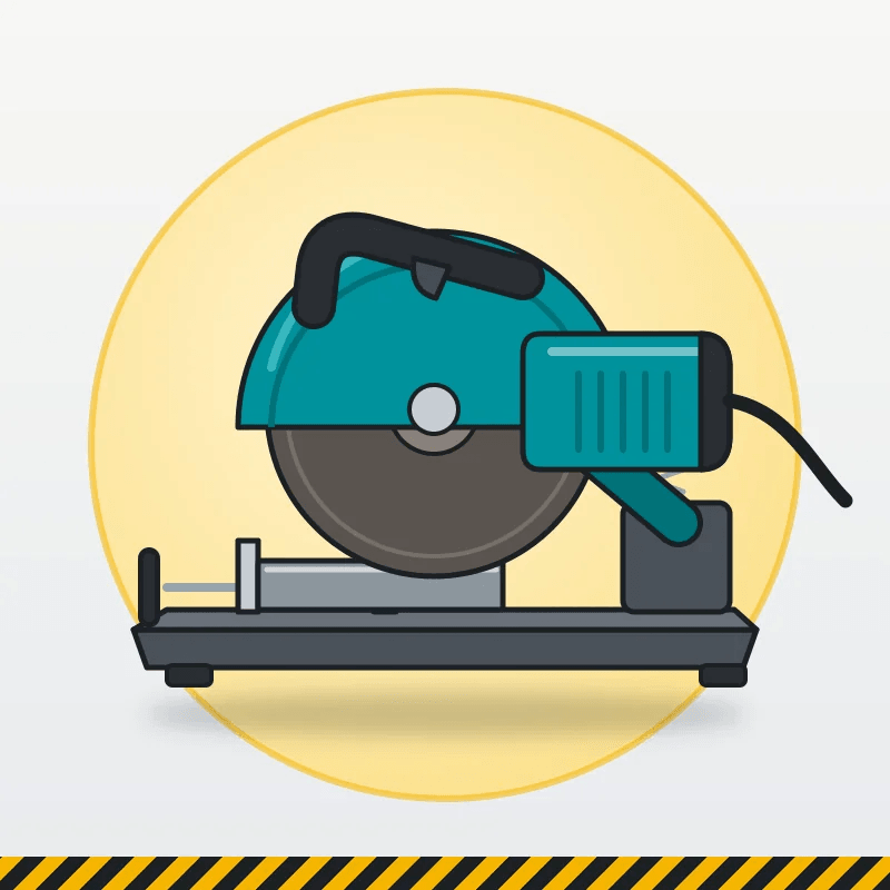 Makita M2401B Mesin Potong Besi (Cut Off) 14 Inci — ilustrasi mesin potong besi duduk (cut off) 14 inci berwarna hijau tosca dengan ragum dan piringan potong